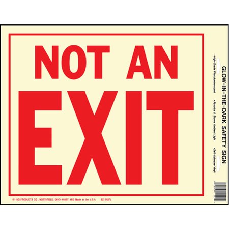 HY-KO Not An Exit Photoluminescent Sign 10" x 12", 10PK A11502